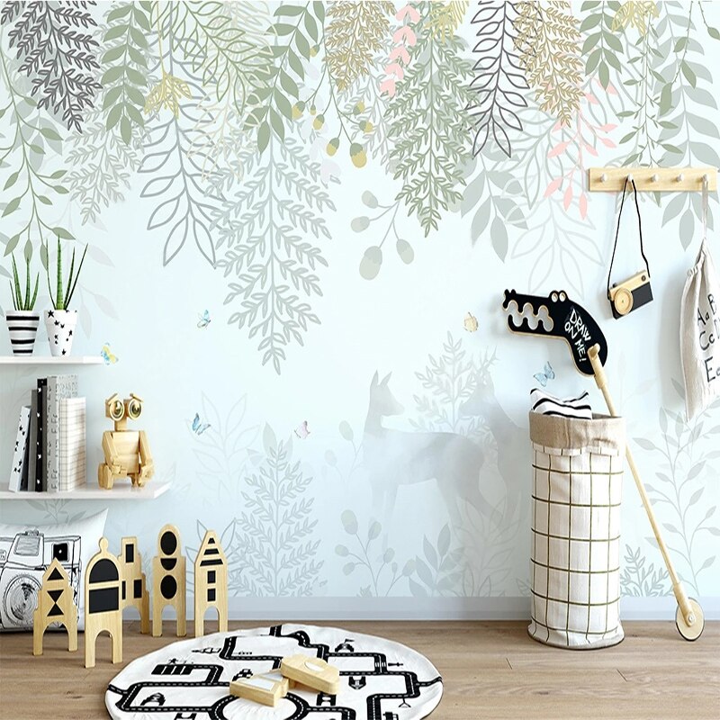 Animal Wallpaper <br/> Soft Green and Deer | Murals Wallpaper