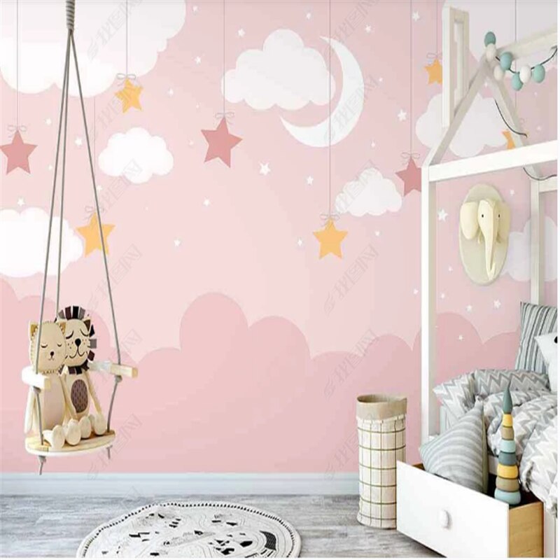 Star Wallpaper <br/> Star and Pink Cloud Girl | Murals Wallpaper