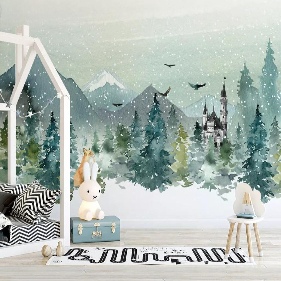 Classic Baby Wallpaper <br/> Green Forest and Fox | Murals Wallpaper
