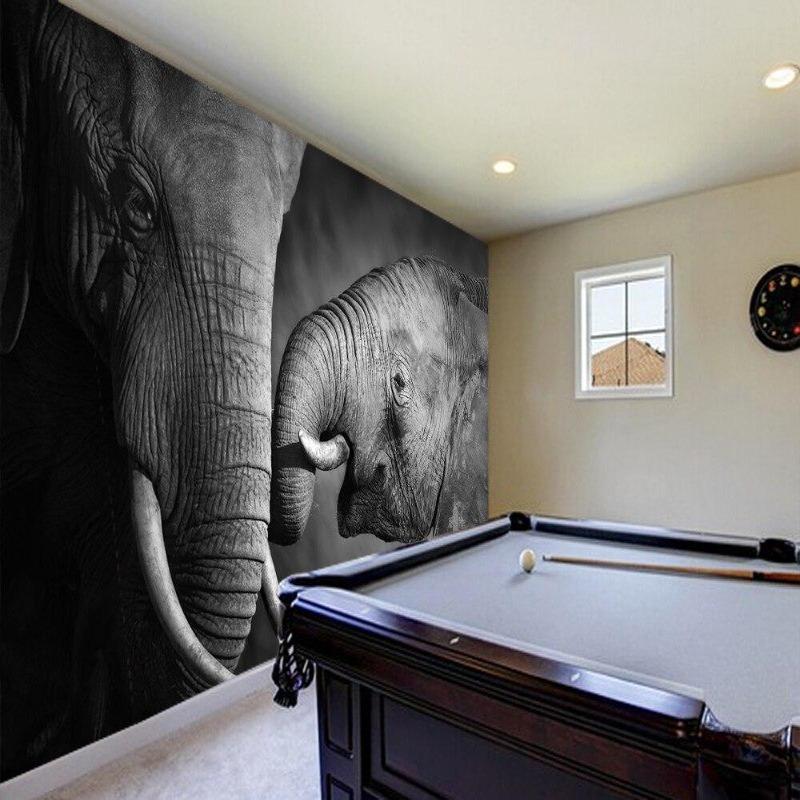 Schwarz-weiße Elefantentapete | Wandbildtapete