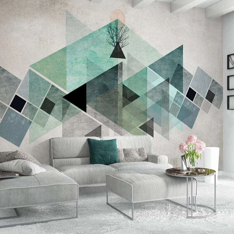 Scandinavian Blue Triangle Wallpaper | Murals Wallpaper