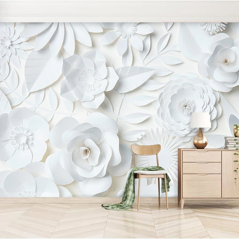 Papel de parede 3D White Flower | Murals Wallpaper