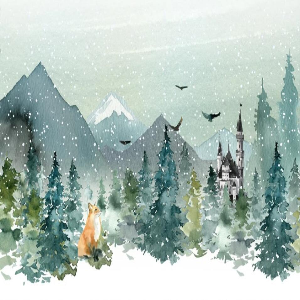 Classic Baby Wallpaper <br/> Green Forest and Fox | Murals Wallpaper