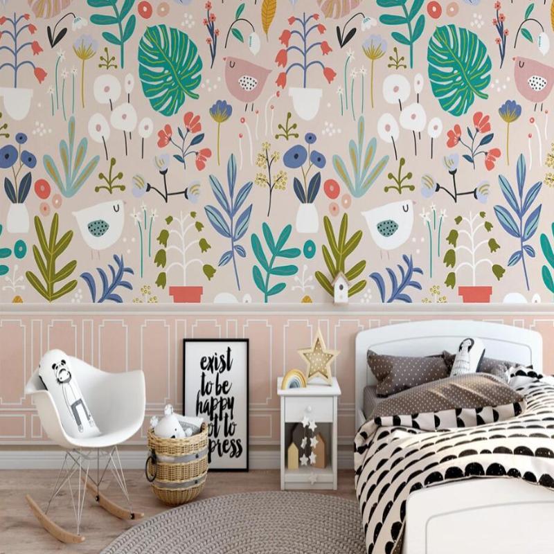 Vogel-Tapete Mädchenzimmer | Wandbilder Tapete