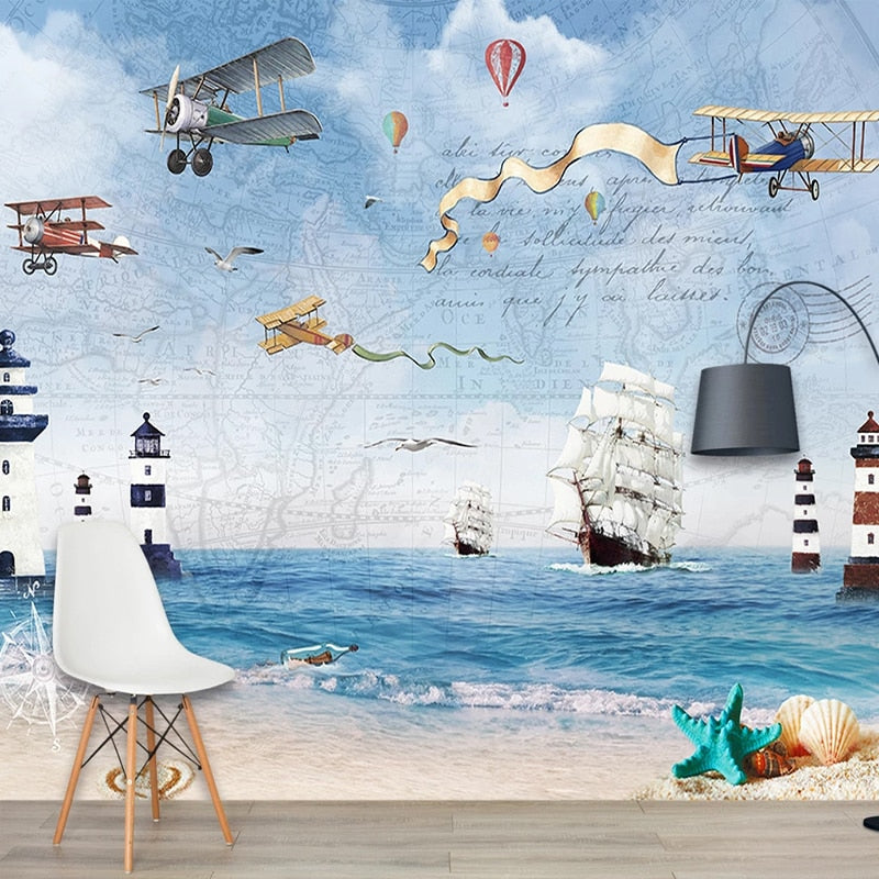 Airplane Wallpaper <br/> Beach and Nautical | Murals Wallpaper