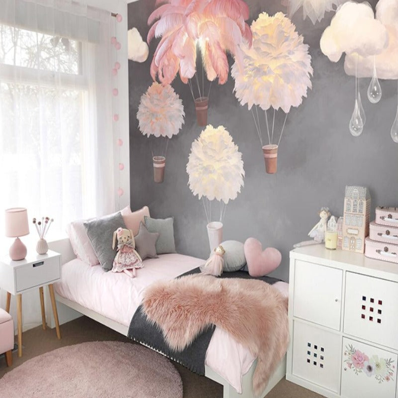 Classic Girl Wallpaper<br/> Messy Feather | Murals Wallpaper