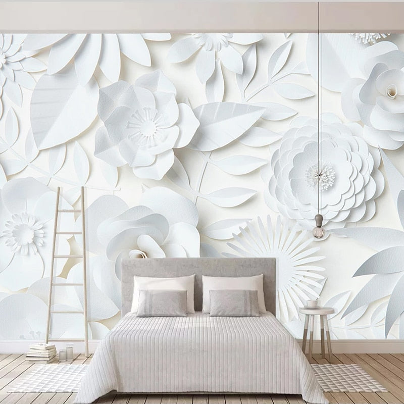 3D White Flower Wallpaper | Murals Wallpaper