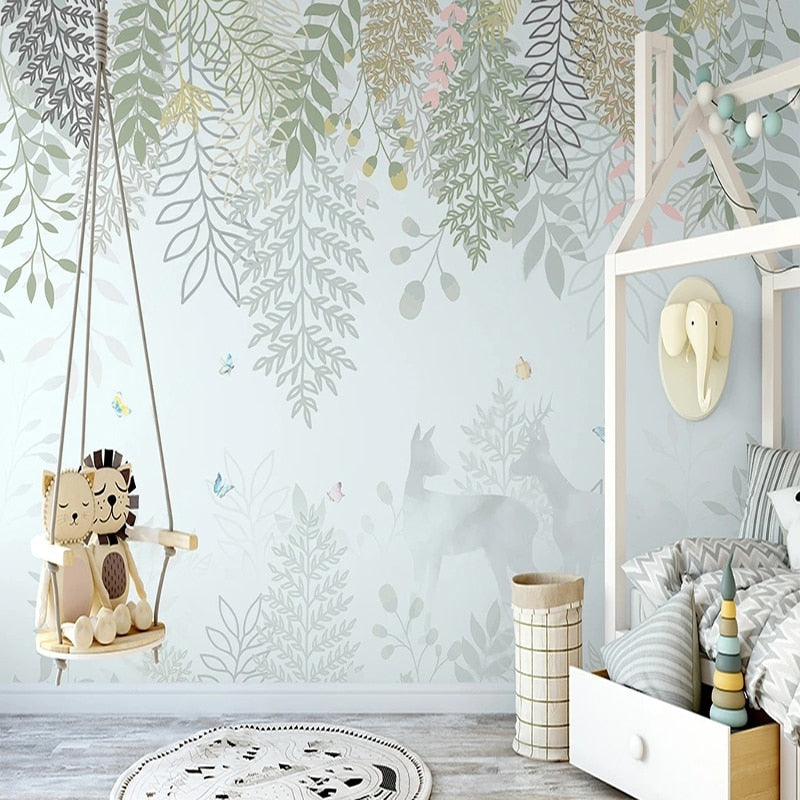 Animal Wallpaper <br/> Soft Green and Deer | Murals Wallpaper