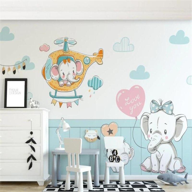 Papel de parede clássico para bebés Elefante voador | Murais Papel de parede