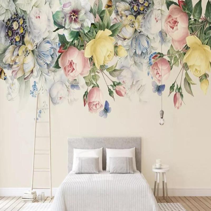 Blumen-Weltraummädchen-Tapete | Wandtapete