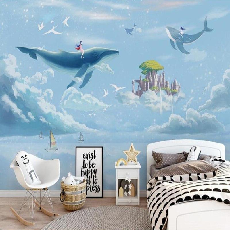 Nautische Tapete mit großem Fisch | Wandtapete