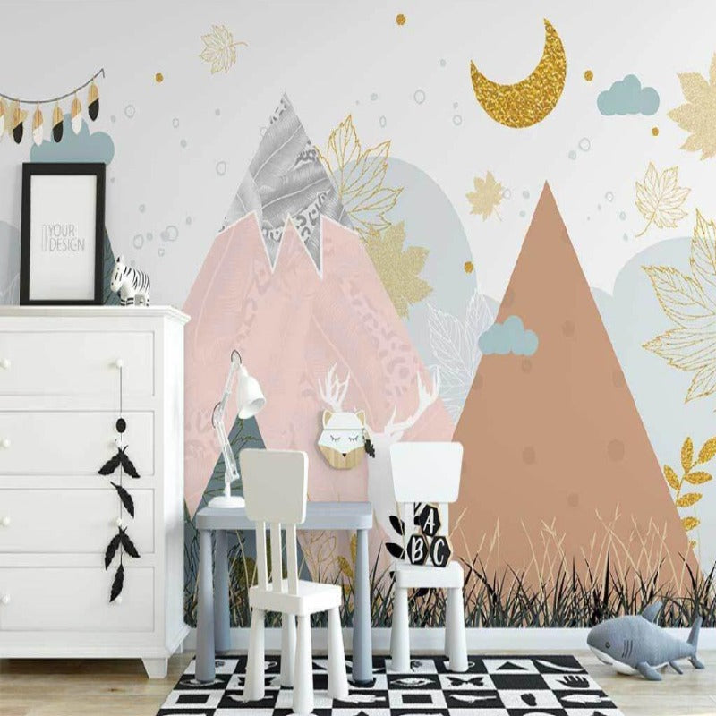 Classic Girl Wallpaper <br/> Deer and Mountain Design | Murals Wallpaper