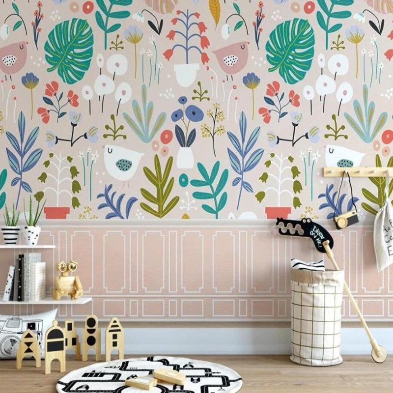 Vogel-Tapete Mädchenzimmer | Wandbilder Tapete