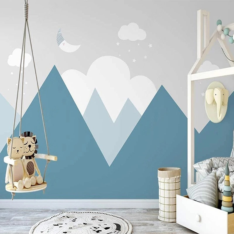 Classic Boy Wallpaper <br/> Blue Landscape and Mountains | Murals Wallpaper