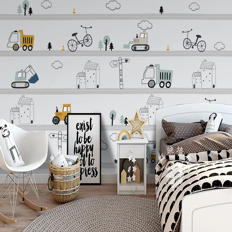 Classic Boy Wallpaper <br/> Tractor Pattern | Murals Wallpaper