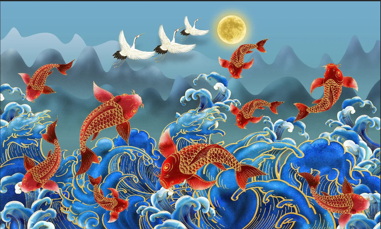 Japanische Tapete Fisch | Wandbilder Tapete