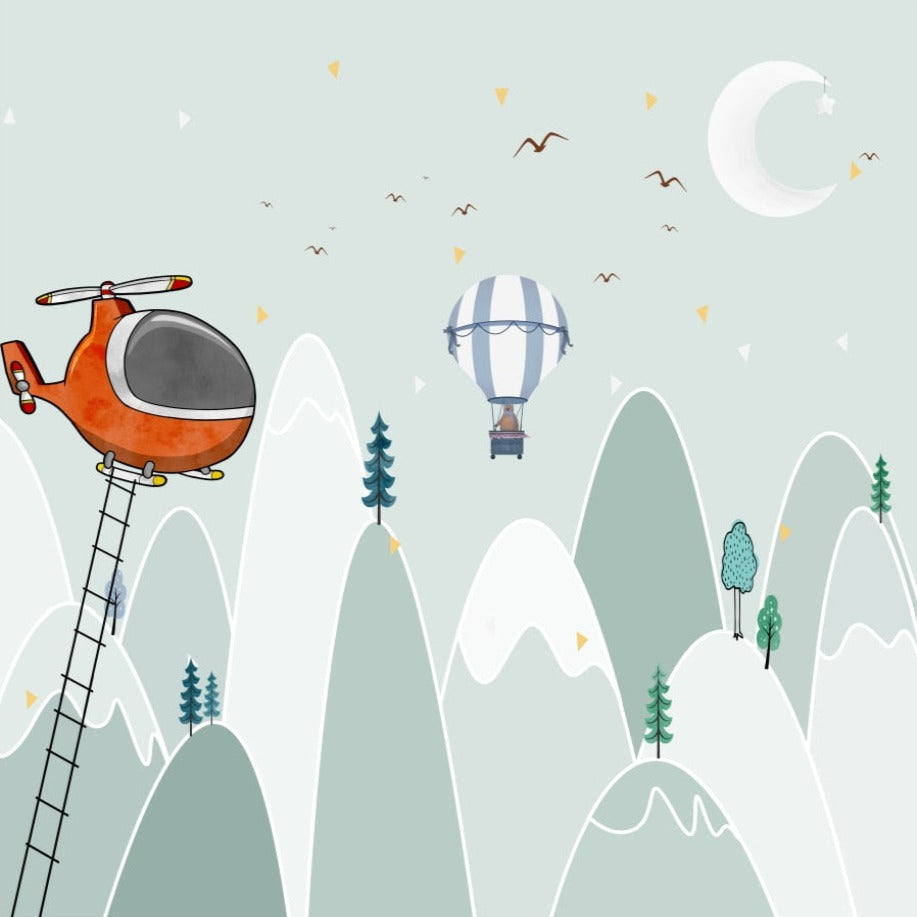 Classic Boy Wallpaper <br/> Mint Green Mountains | Murals Wallpaper