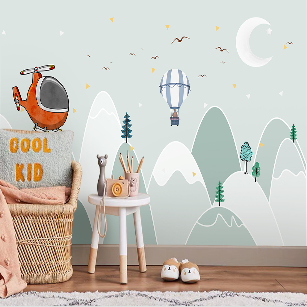 Classic Boy Wallpaper <br/> Mint Green Mountains | Murals Wallpaper