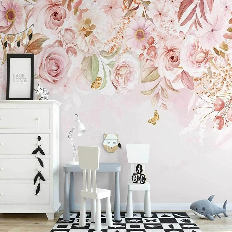 Flower Wallpaper <br/> Delicate Pink Button | Murals Wallpaper