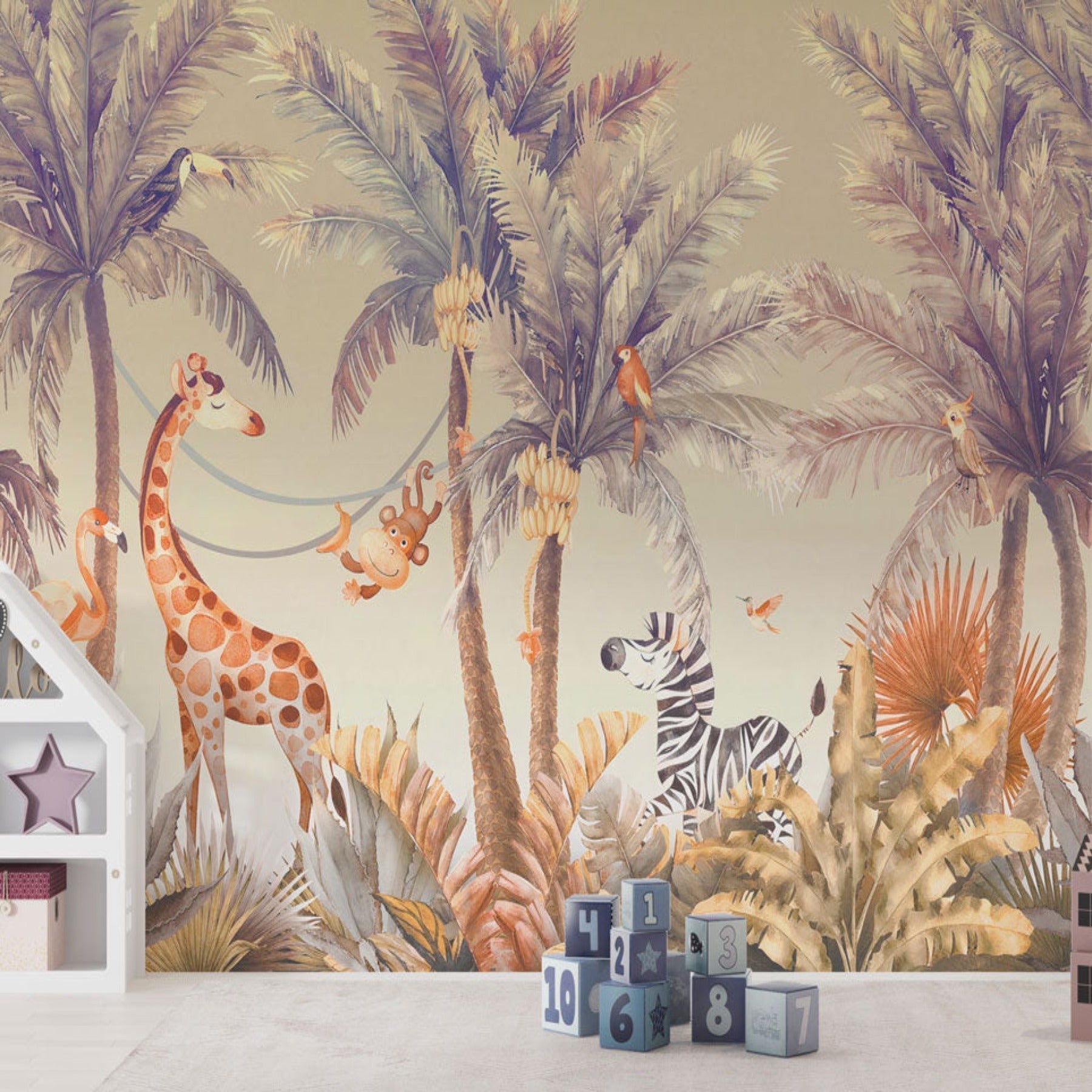 Animal Wallpaper<br/> Sepia Giraffe and Jungle | Murals Wallpaper