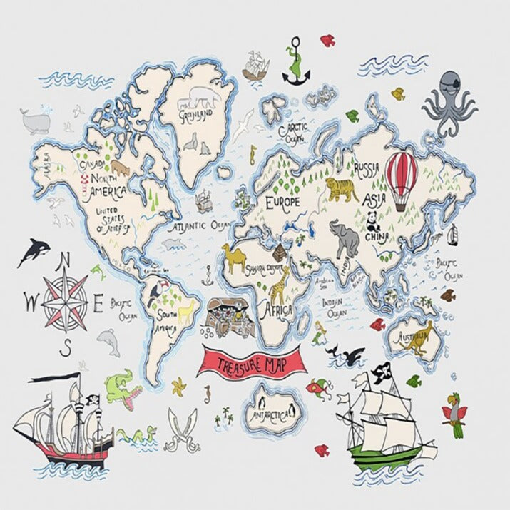 World Map Wallpaper <br/> Pirate Treasure | Murals Wallpaper