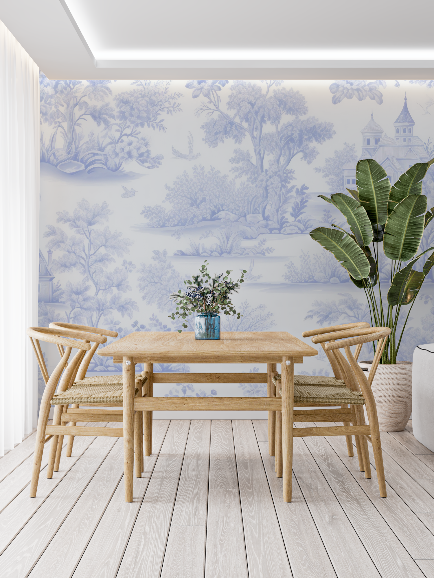 Pastel Blue Toile Wallpaper | Murals Wallpaper