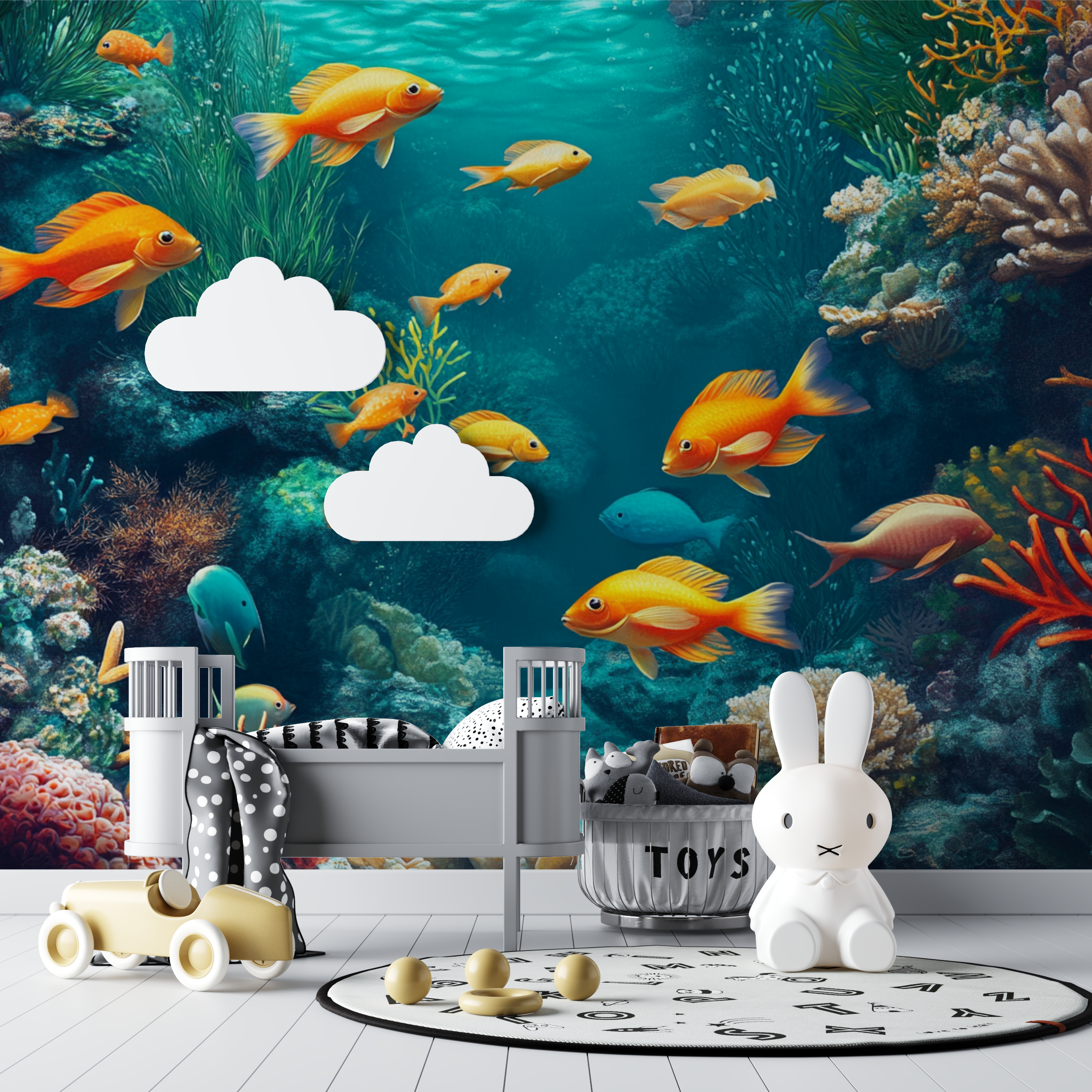 Fröhliche Meeresfische-Tapete | Wandbildtapete