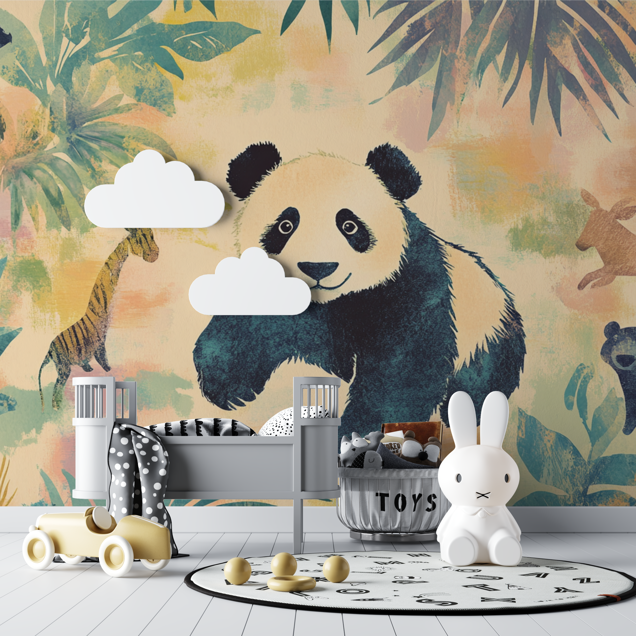 Panda and Jungle Animals Wallpaper | Murals Wallpaper