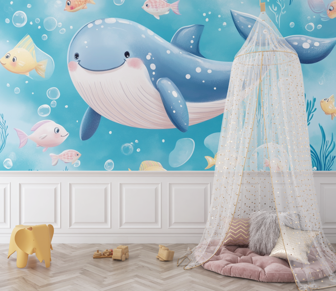 Happy Whale Marine Wallpaper | Murals Wallpaper