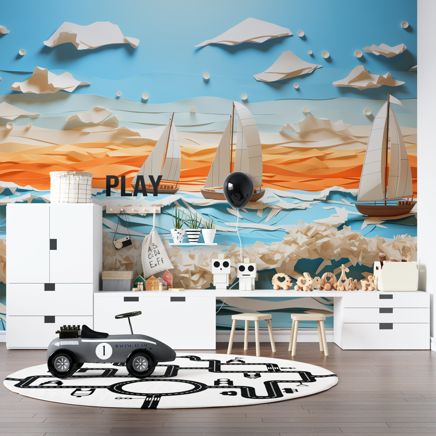 3D Boat Wallpaper for Kids | Murals Wallpaper