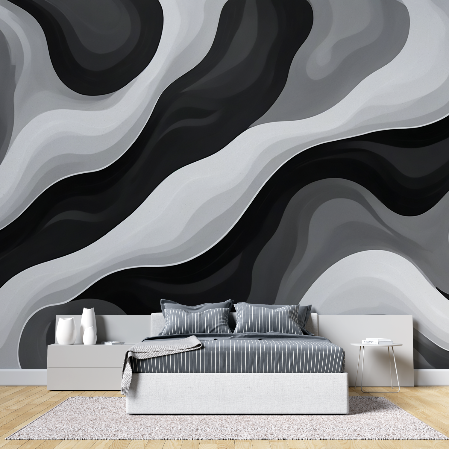 Gray, White, and Black Wallpaper | Murals Wallpaper