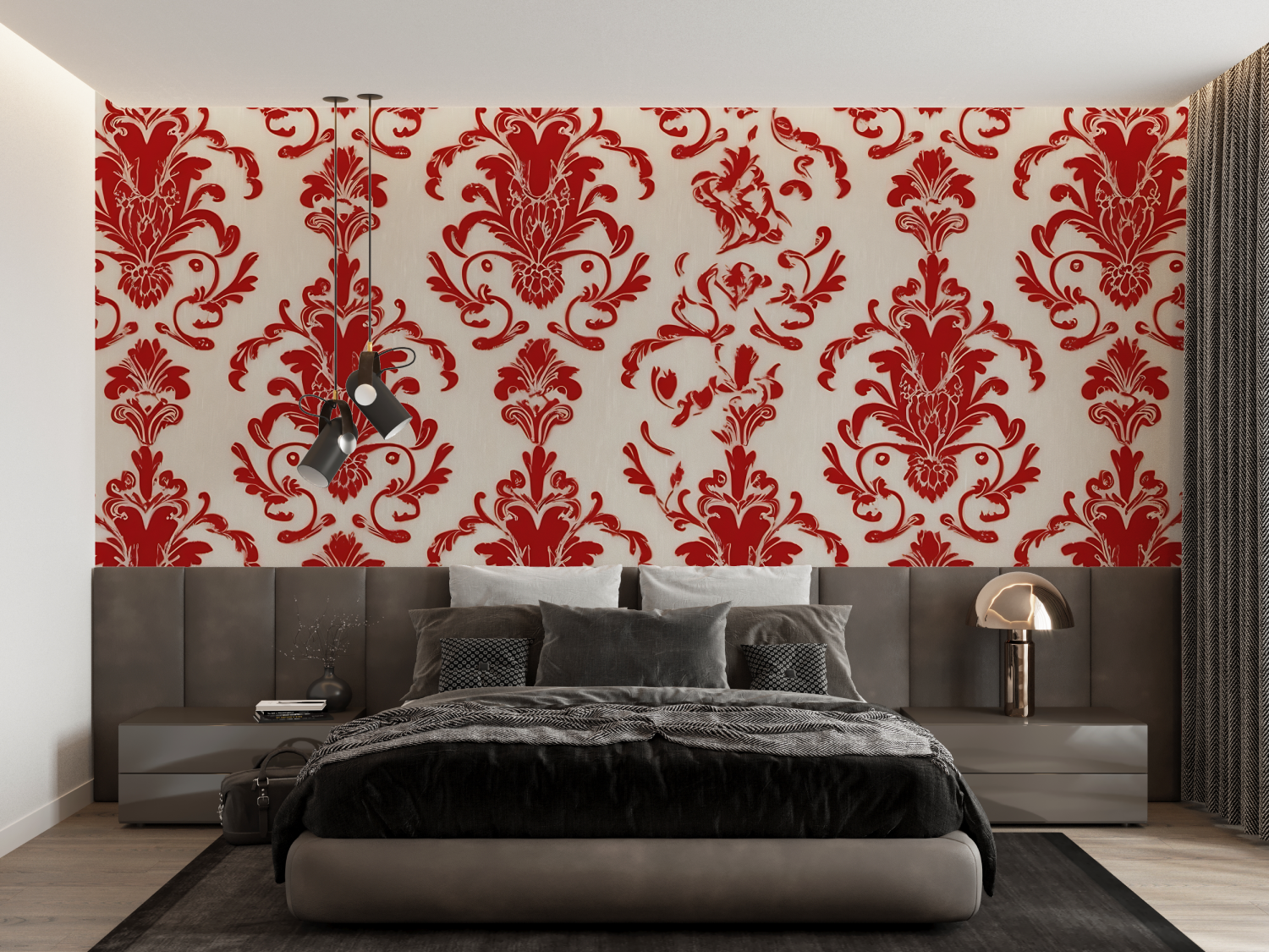 Baroque Red White Wallpaper | Murals Wallpaper