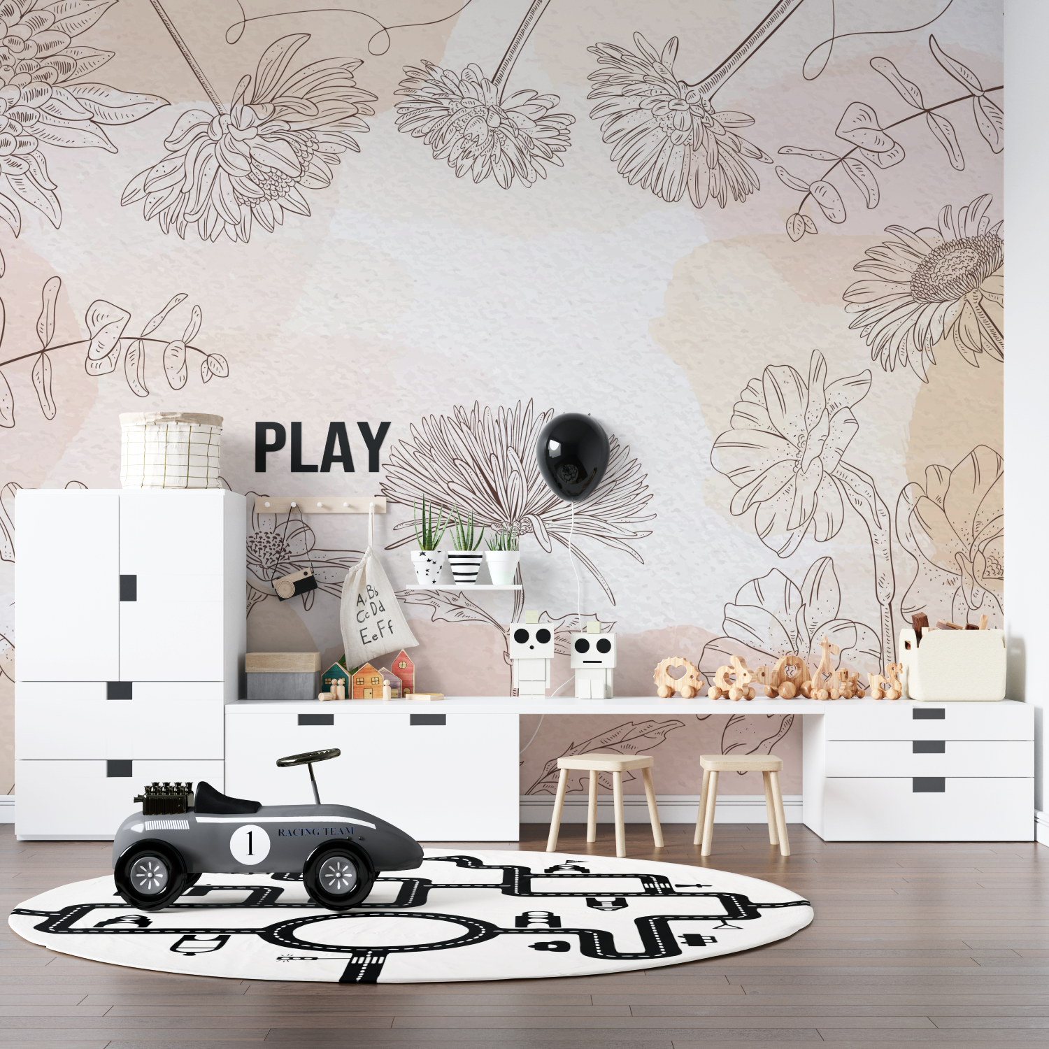 Blumentapete für Kinderzimmer | Wandtapete