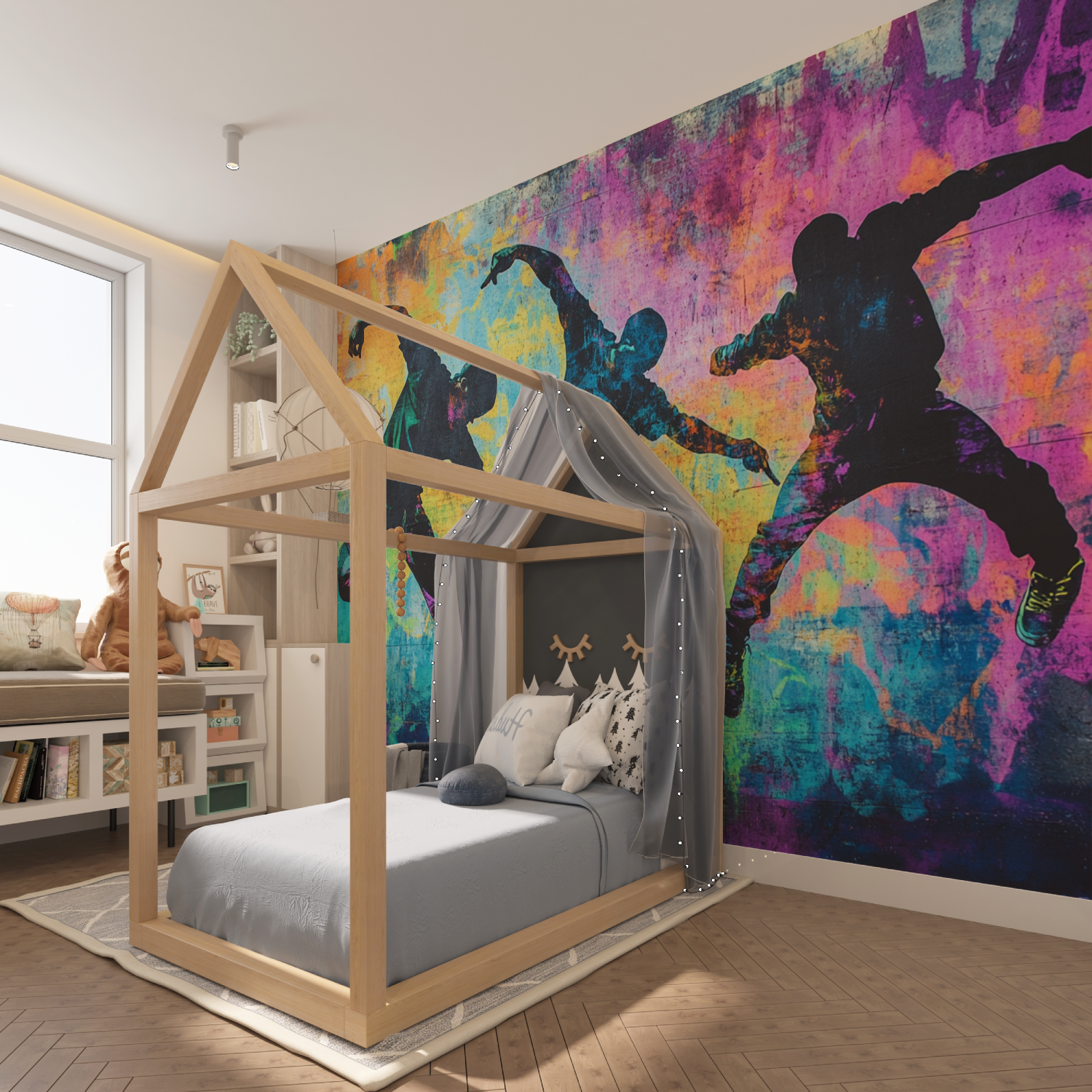 Hip-Hop-Trio-Hintergrundbild | Wandbild-Hintergrundbild