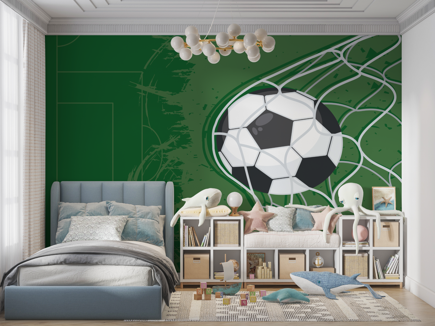 Grüne Fußballtapete | Wandbildtapete