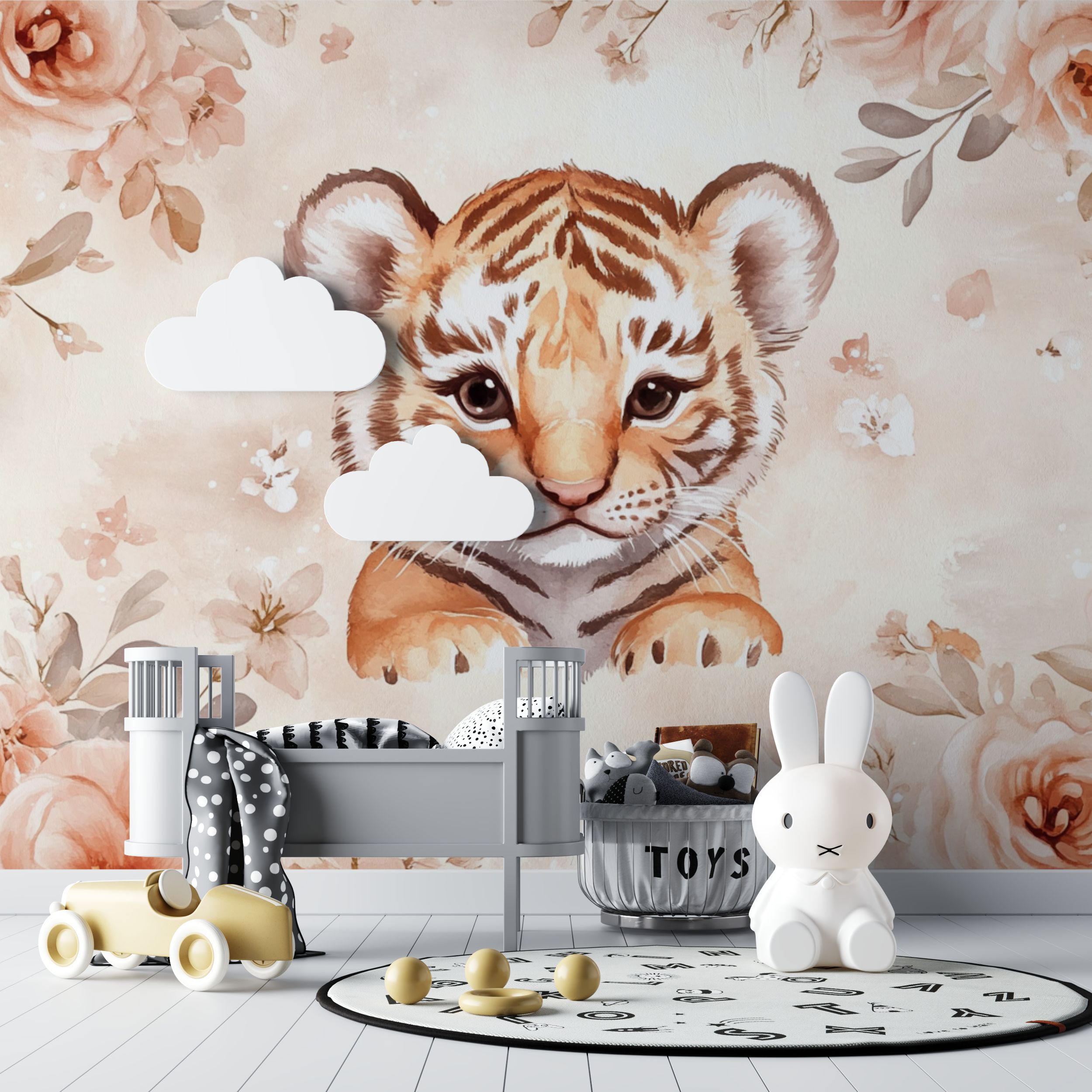 Floral Tiger Wallpaper | Murals Wallpaper