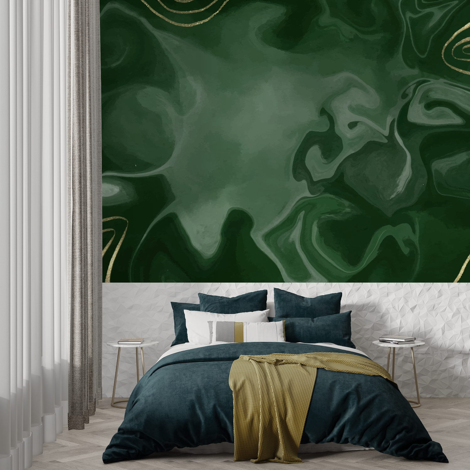 Green Wallpaper for Living Room | Murals Wallpaper