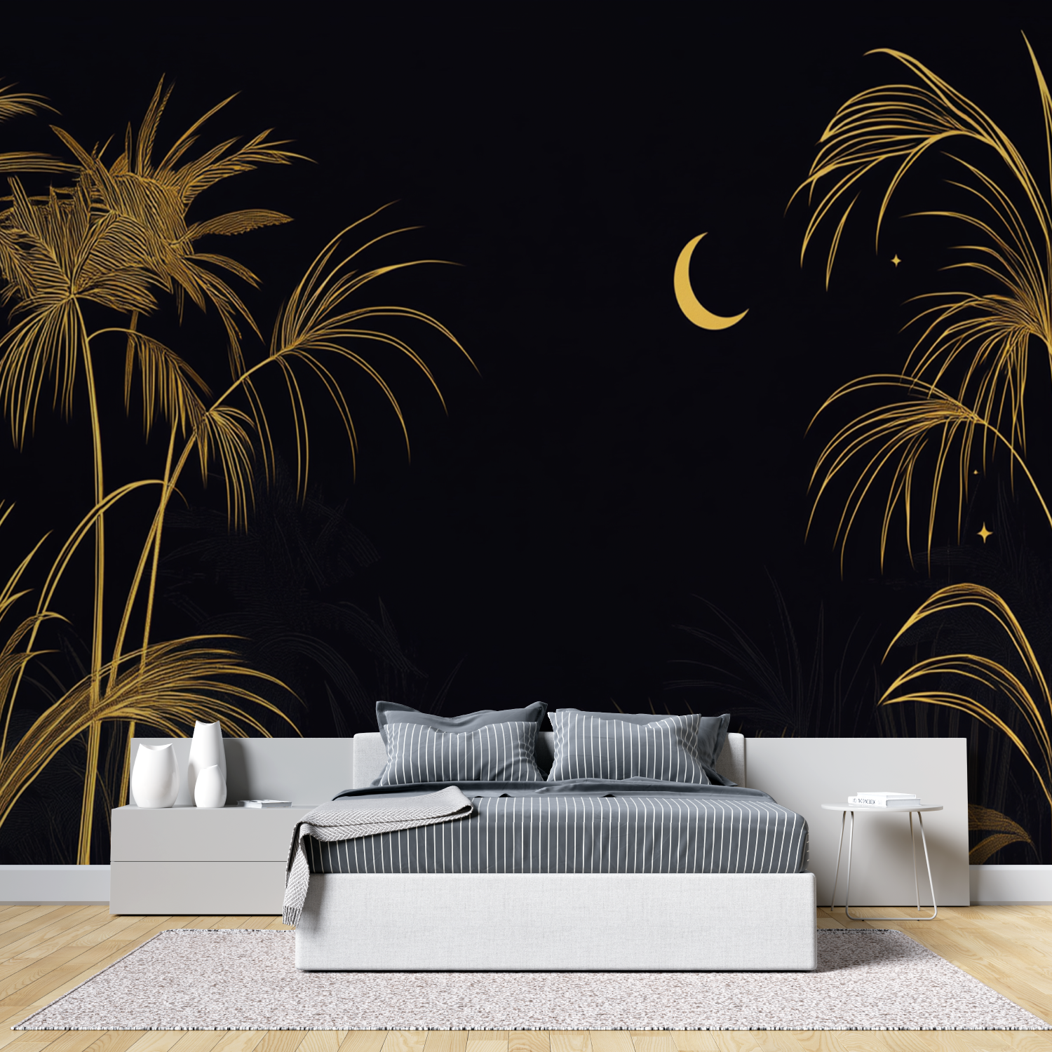 Schwarz und Gold Palm Wallpaper | Murals Wallpaper