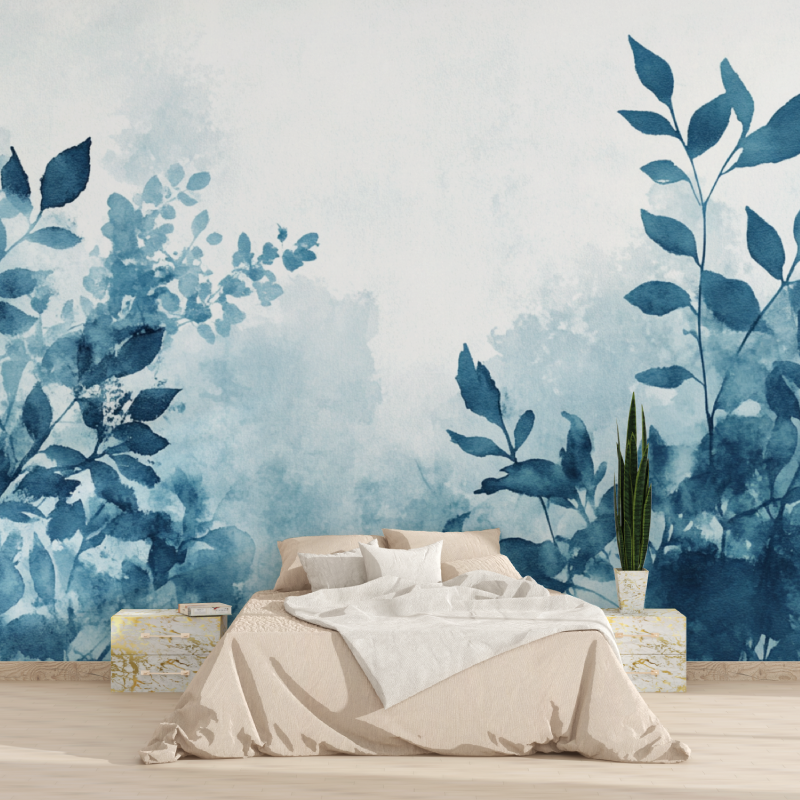 Watercolor Wallpaper with Blurry and Natural Plants | Murals Wallpaper