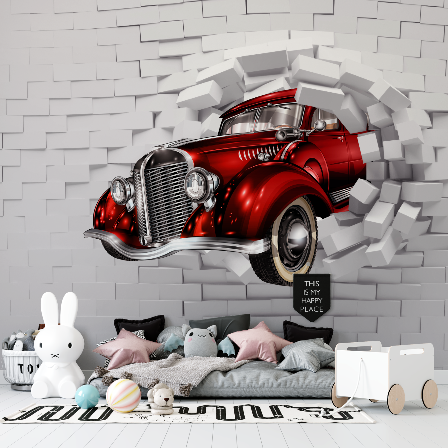 Car Boy Wallpaper 3D Effect | Murals Wallpaper