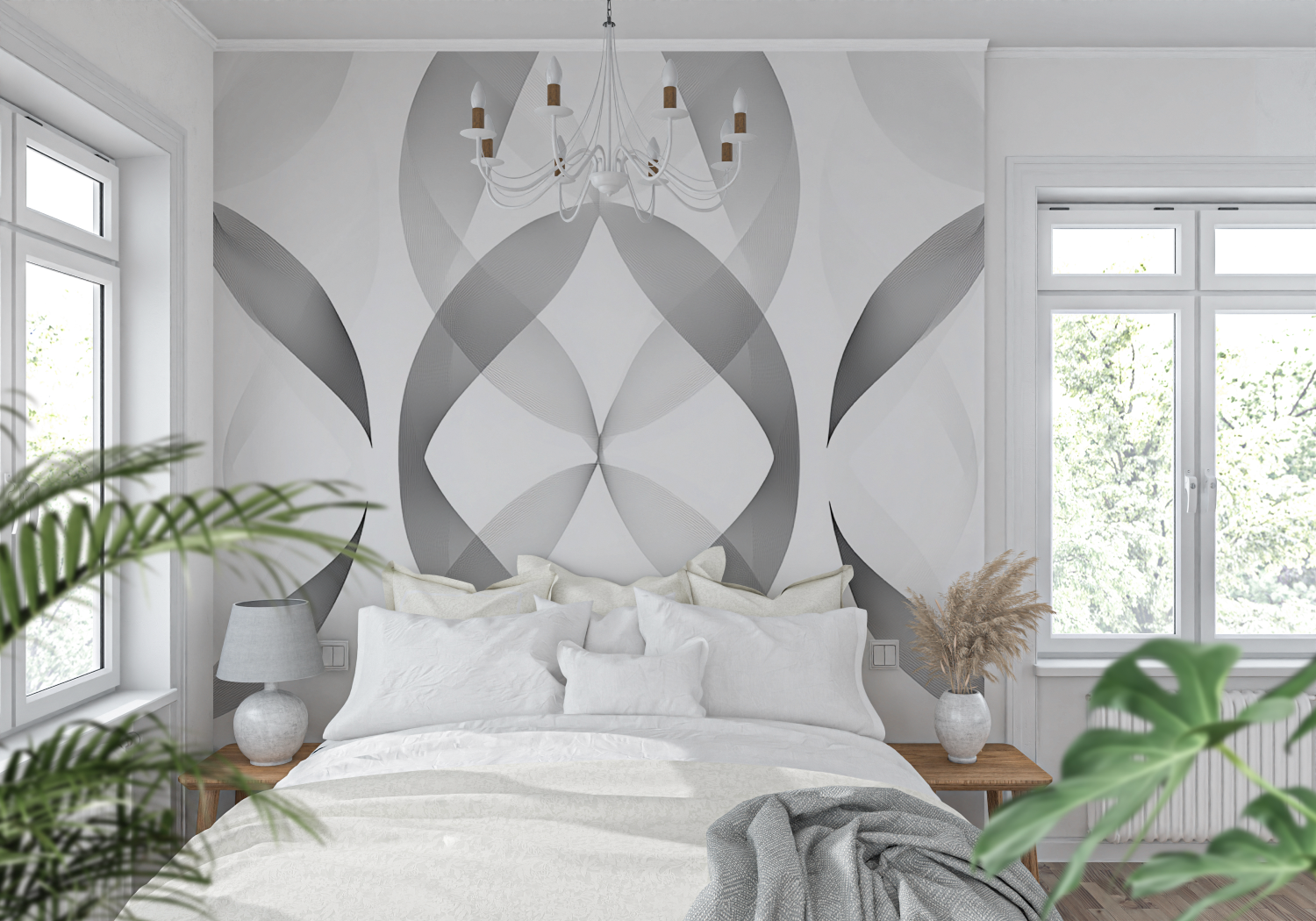Grafische graue Tapete | Wandbildtapete