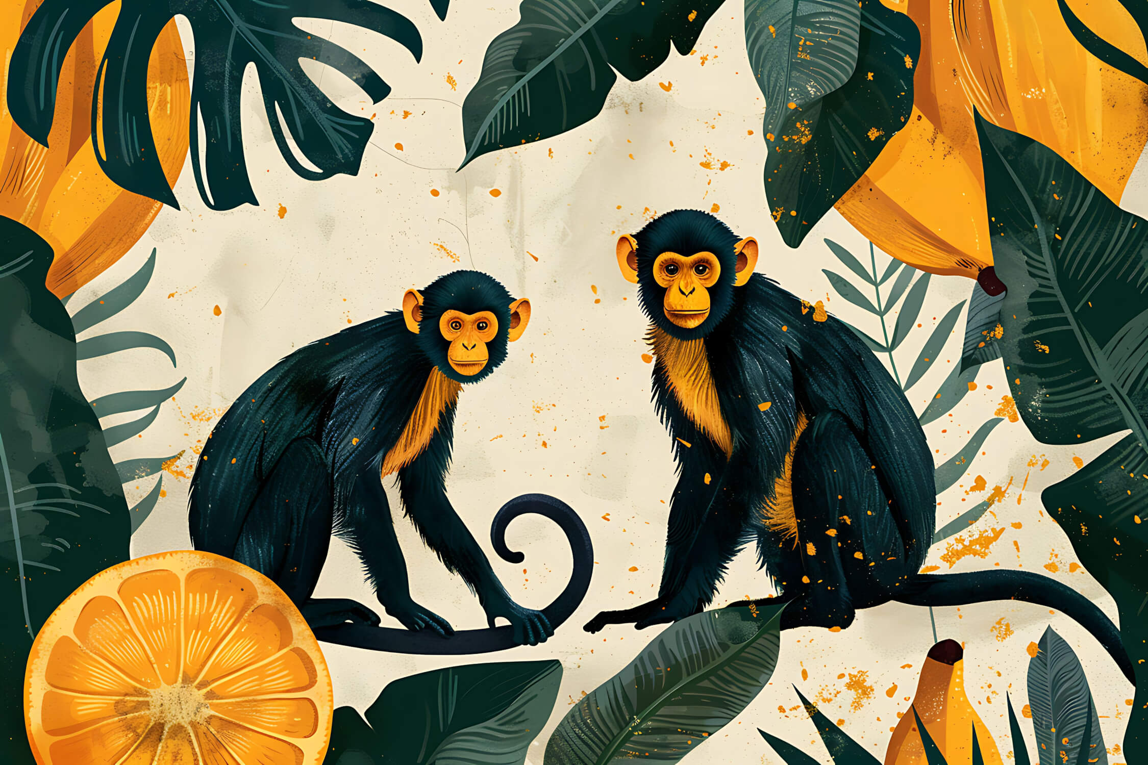 Orange Monkey Wallpaper | Murals Wallpaper