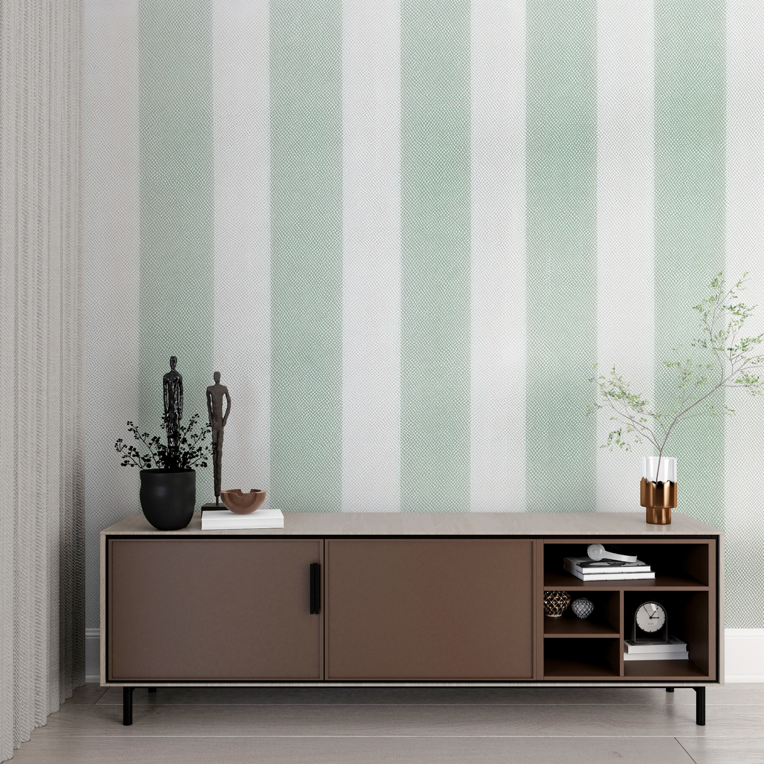 Papier Peint Rayures Vertes Et Blanches – Imprimé