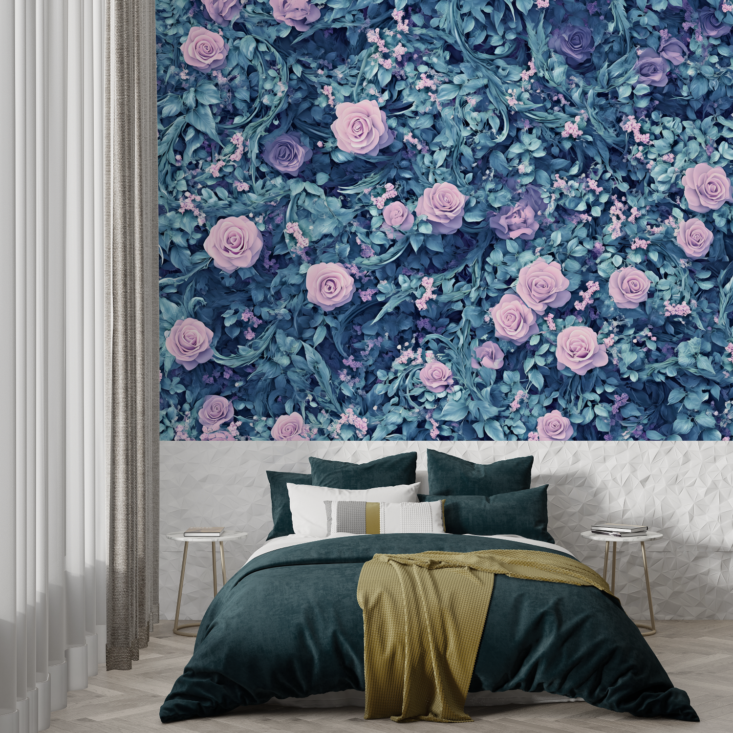 Blue and Pink Floral Wallpaper | Murals Wallpaper