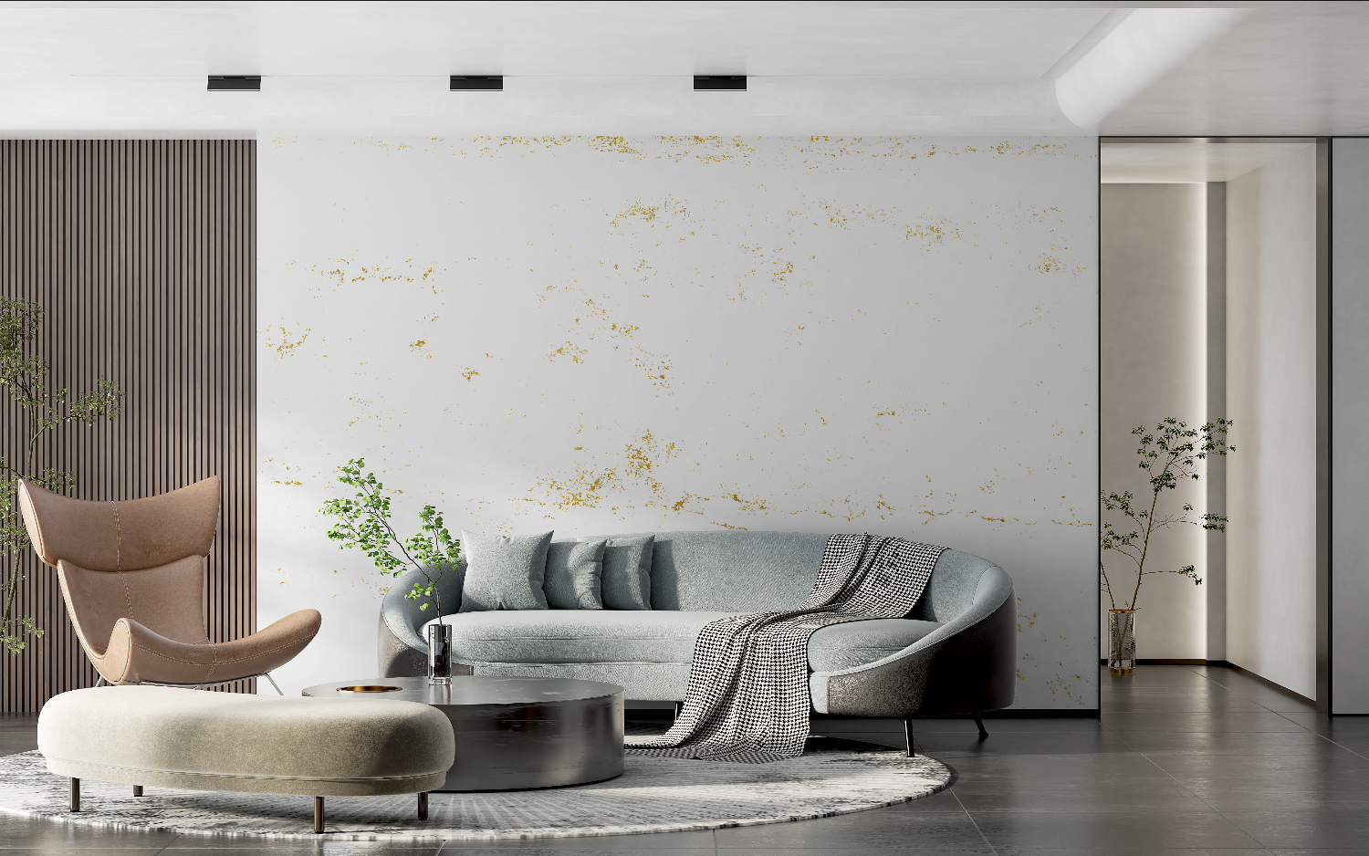 Gold Glitter White Wallpaper | Murals Wallpaper
