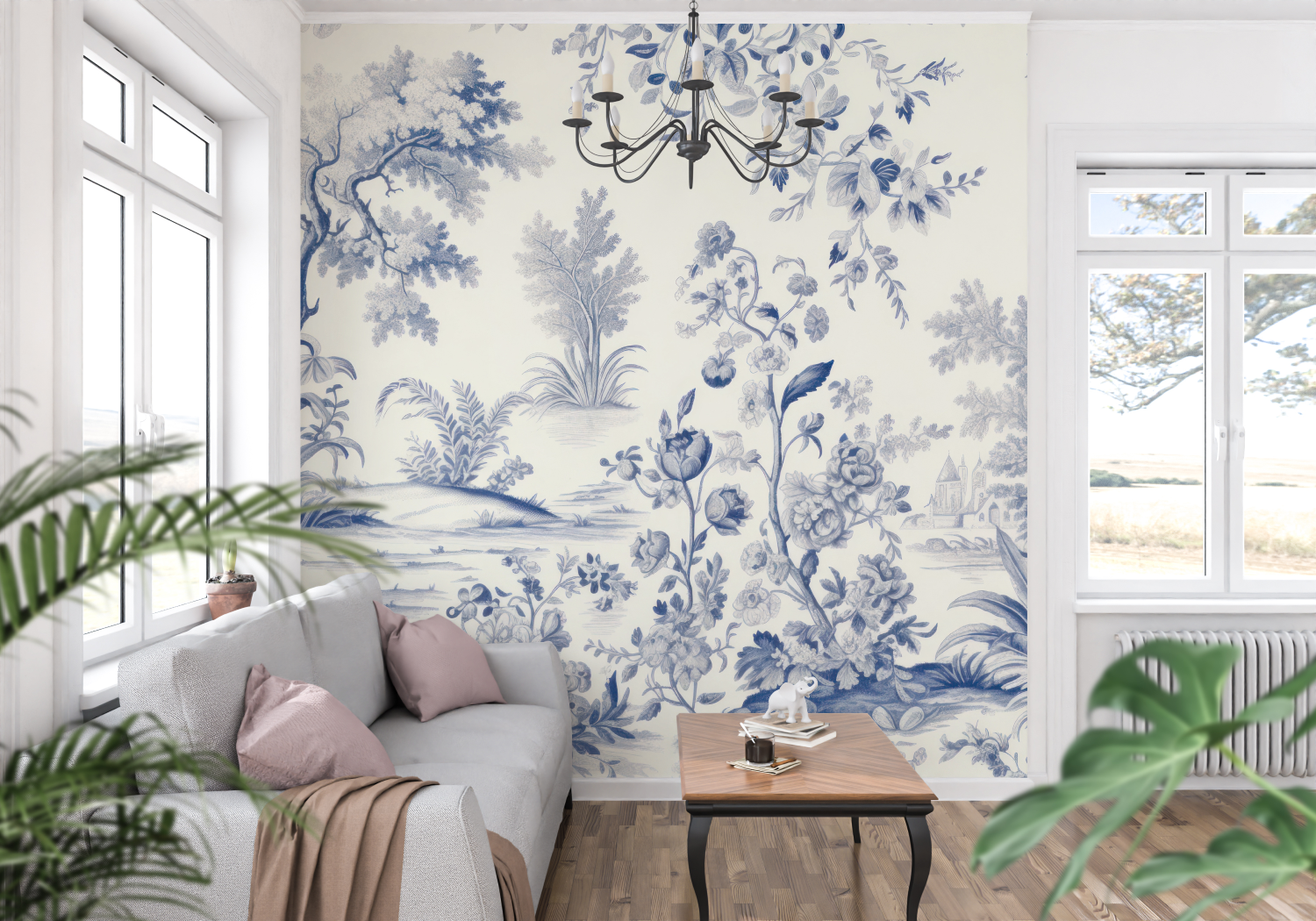 Blue Toile Wallpaper | Murals Wallpaper