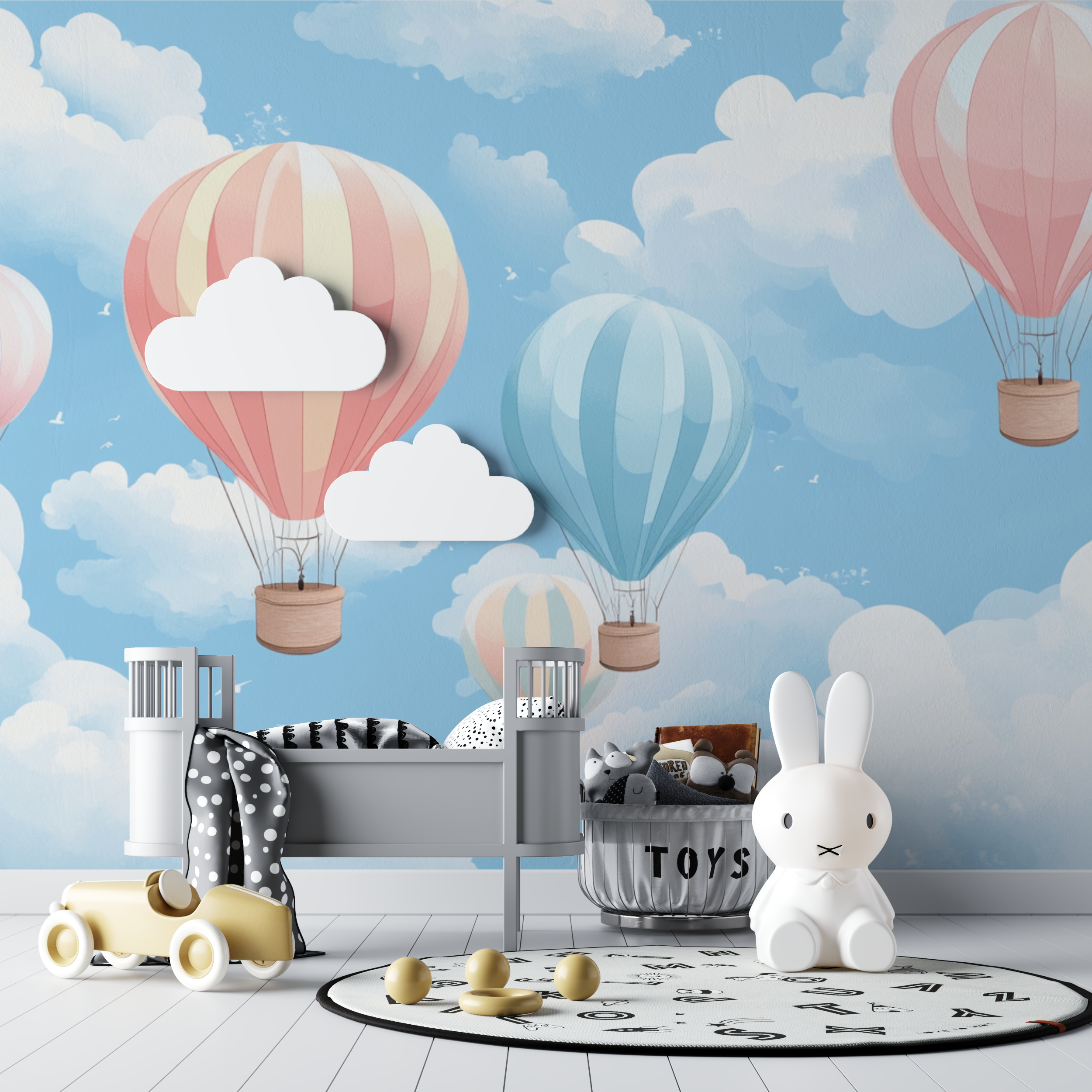 Heißluftballon und weicher rosa Himmel Tapete | Wandbilder Tapete
