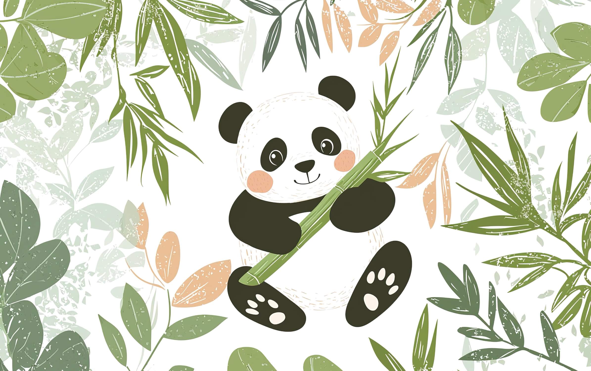 Green Baby Panda Wallpaper | Murals Wallpaper