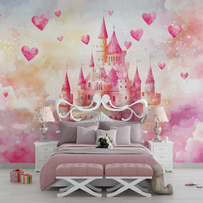 Princess Castle Pink Baby Wallpaper | Murals Wallpaper