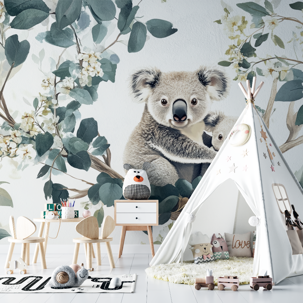 Koala Wallpaper in a Milky Forest | Murals Wallpaper